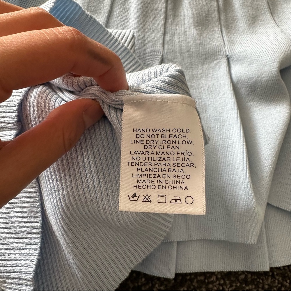 Light Blue Pleated Skirt and tank set. Like new - Picture 7 of 13